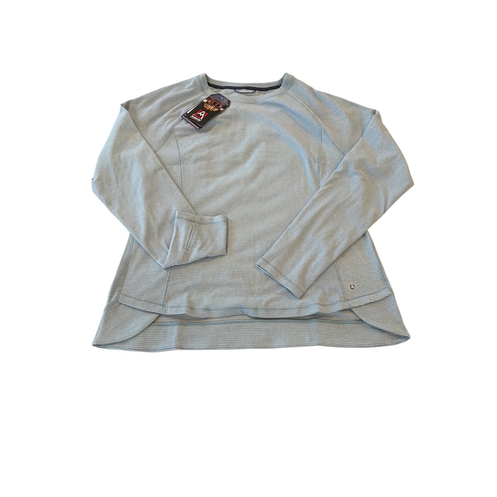 Avalanche Peached Long Sleeve Crew Neck‎ Top Coronet Blue Striped XXL NWT